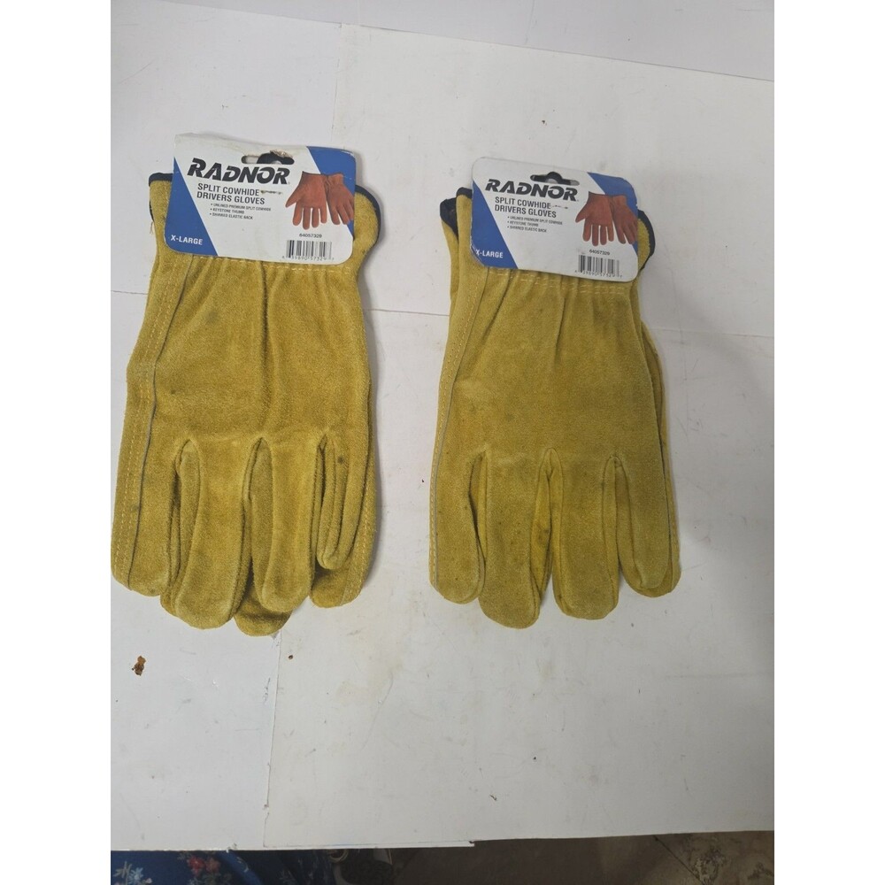 NEW PAIRS RADNOR GRAIN COWHIDE DOUBLE PALM DRIVERS GLOVES XLARGE Set Of 2